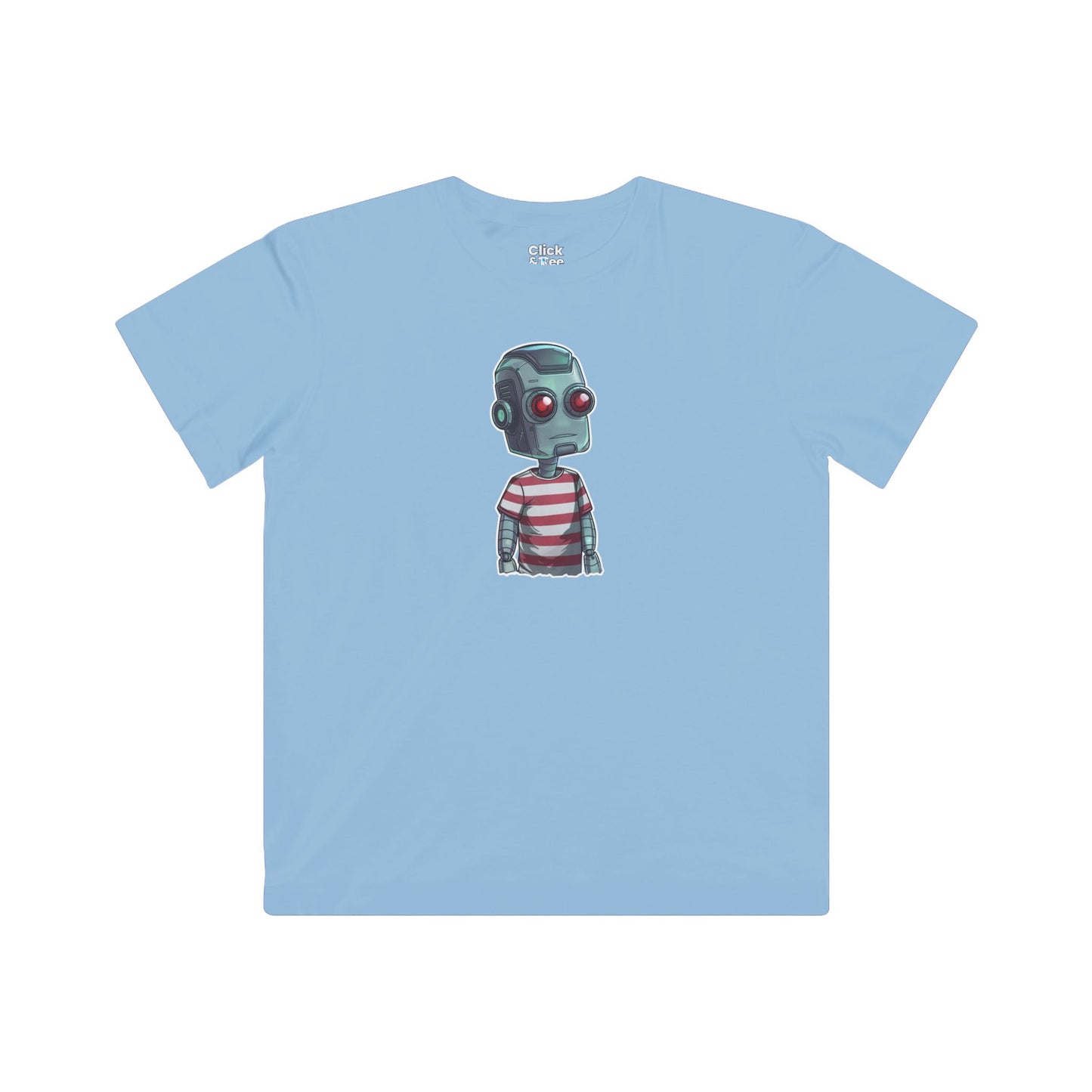 Kids Futuristic T-Shirt - Cool Robot Rebel Wearing a Trendy T-Shirt - Futuristic Style T-Shirt