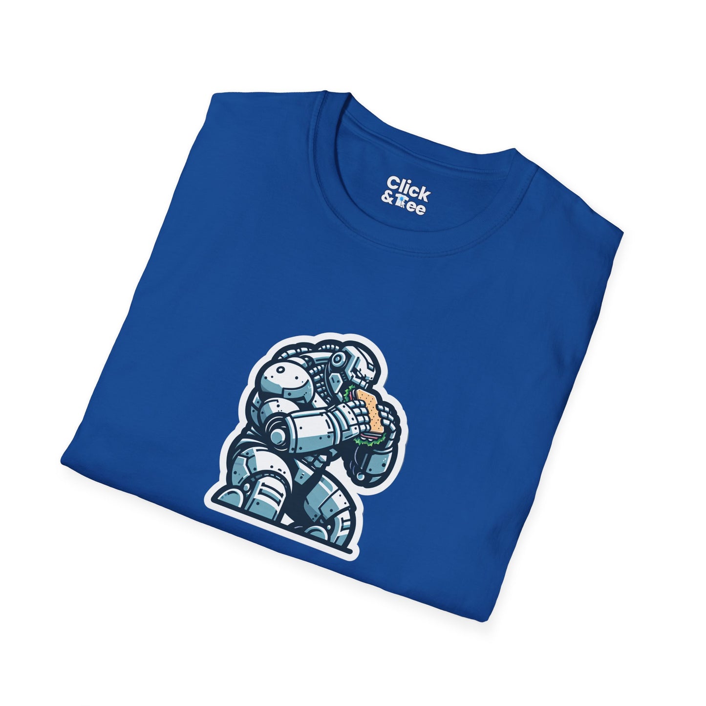 Digital Art T-Shirt - Hulking Robot Eating a sandwich - Digital Art Style T-Shirt