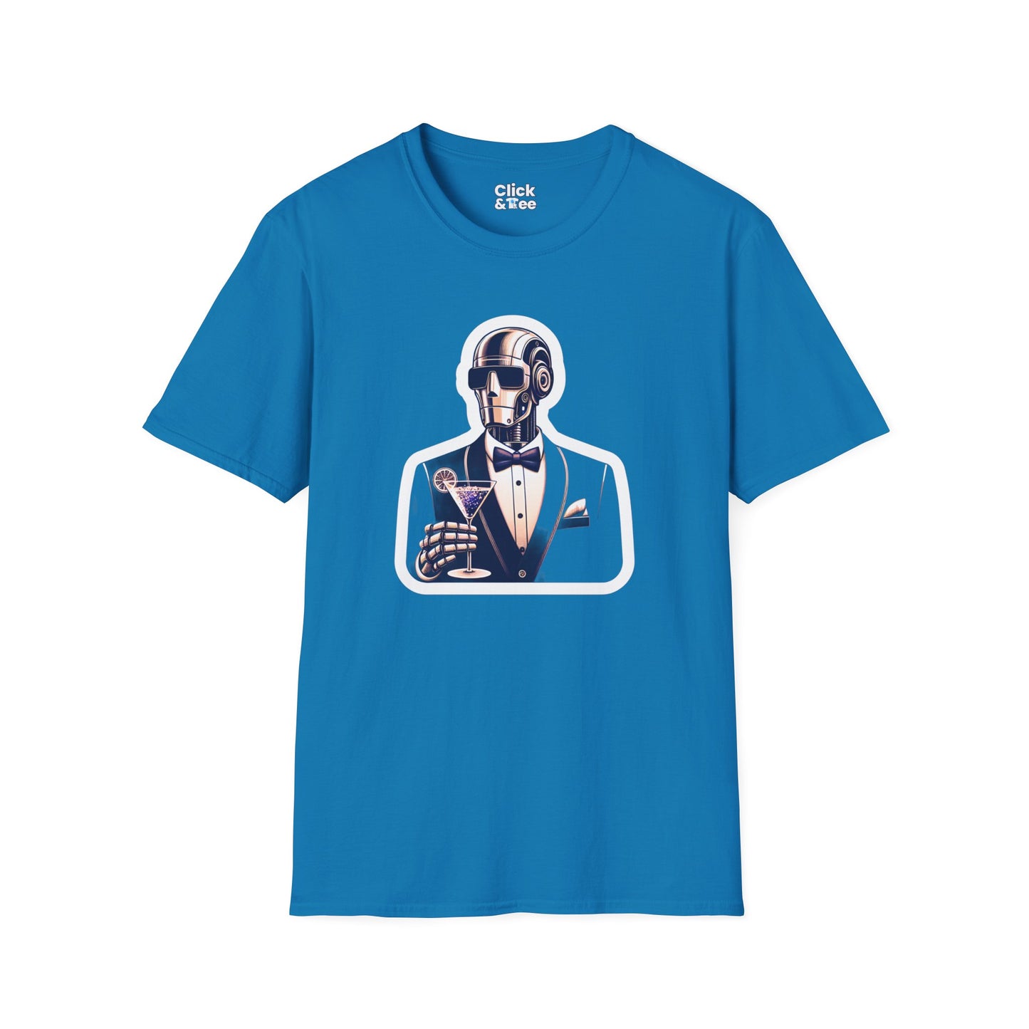 Retro T-Shirt - Classy Well Dressed Robot Bartender Serving a cocktail - Retro Style T-Shirt