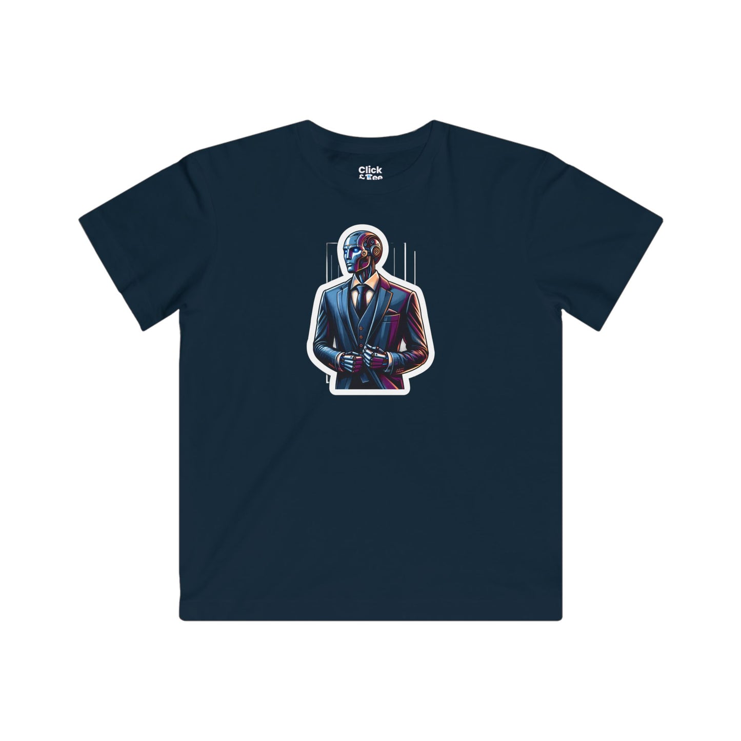 Kids Realistic T-Shirt - Debonaire Humanoid Robot Gentleman Wearing a Modern Suit - Realistic Style T-Shirt