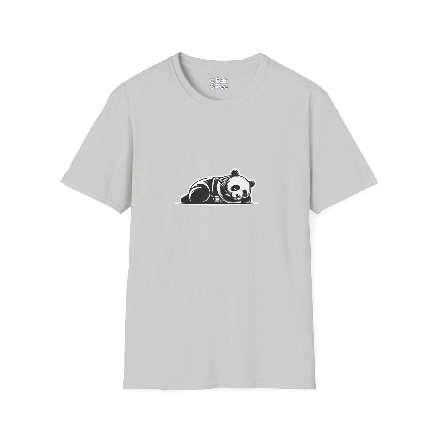 Unique T-Shirt - Sleepy Panda Eating rainbow ice cream - Vector Style T-Shirt