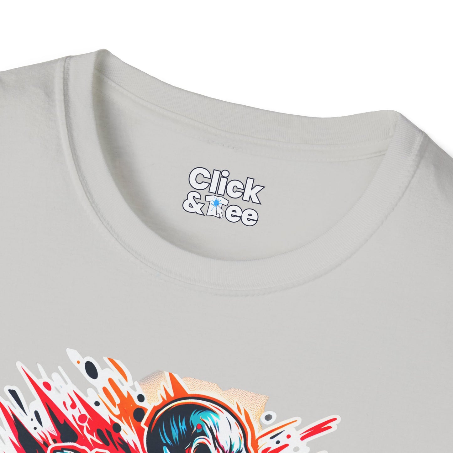 Color Splatter T-Shirt - Raging Skeleton Playing video games - Color Splatter Style T-Shirt