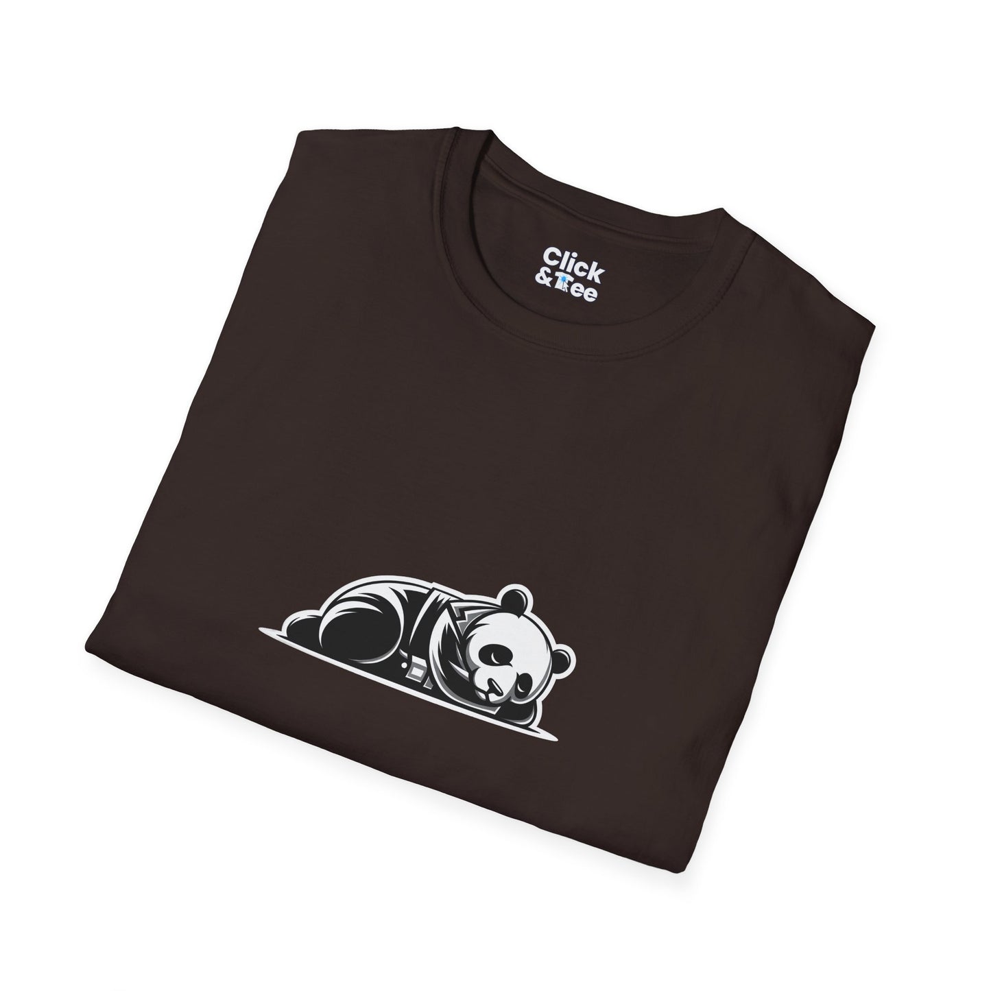 Unique T-Shirt - Sleepy Panda Eating rainbow ice cream - Vector Style T-Shirt