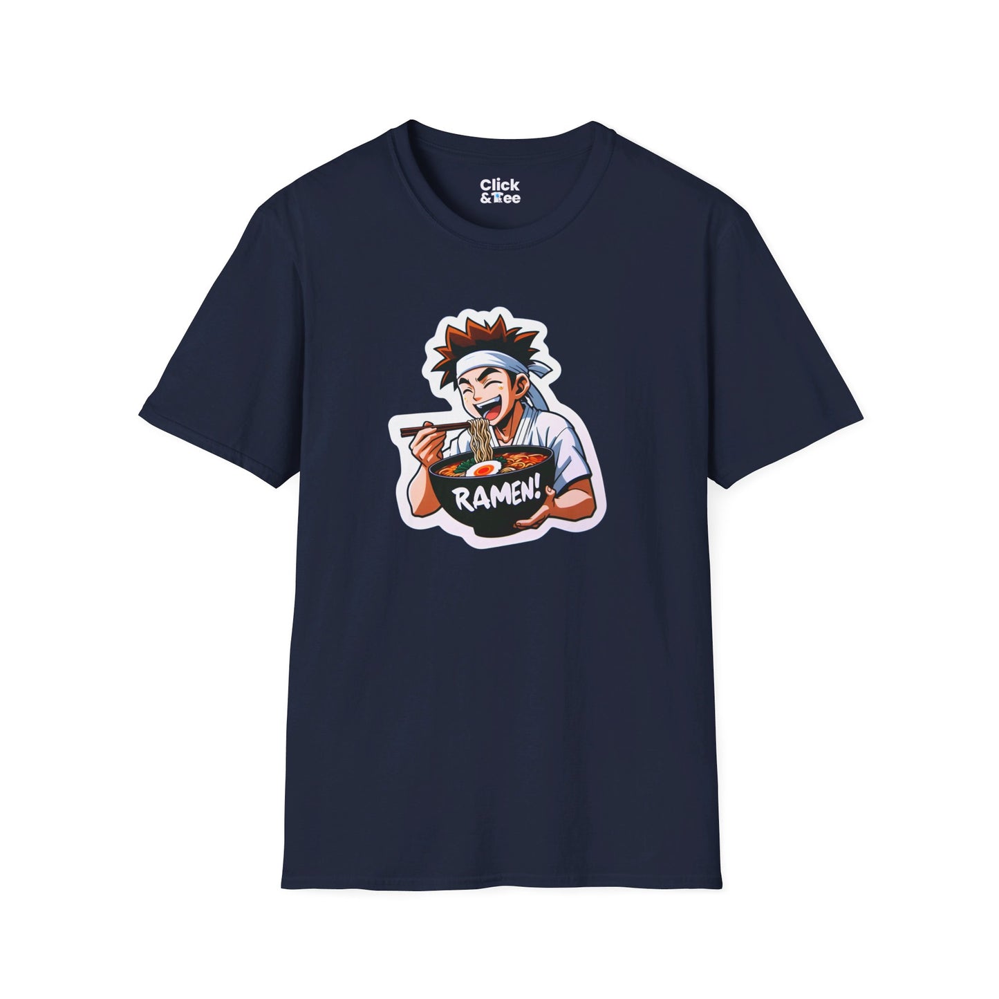 Harem Anime T-Shirt - Happy Kung-Fu Kid Eating a hot bowl of ramen - Harem Anime Style T-Shirt