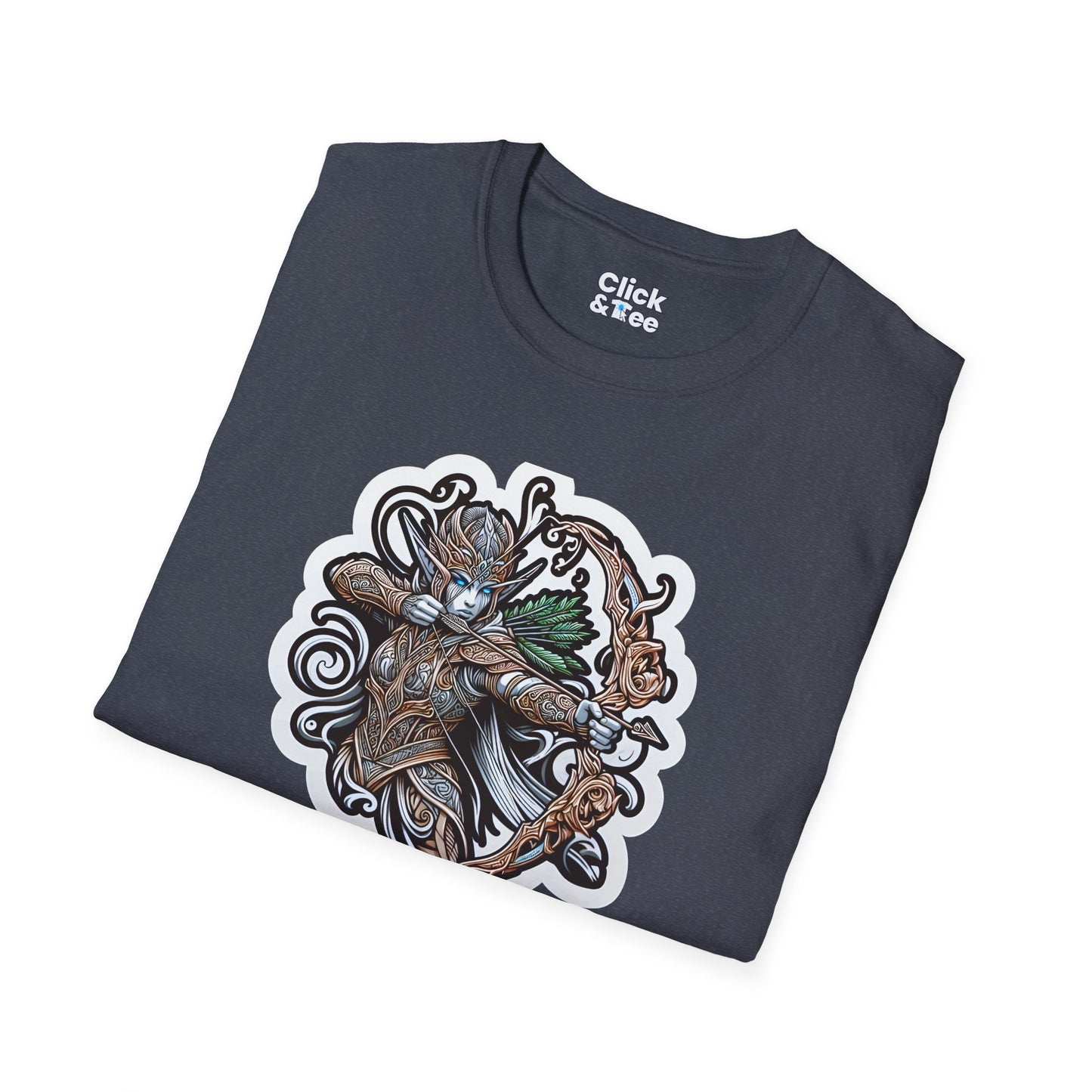 Fantasy T-Shirt - Fantastical Elf Shooting a bow and arrow - Fantasy Style T-Shirt