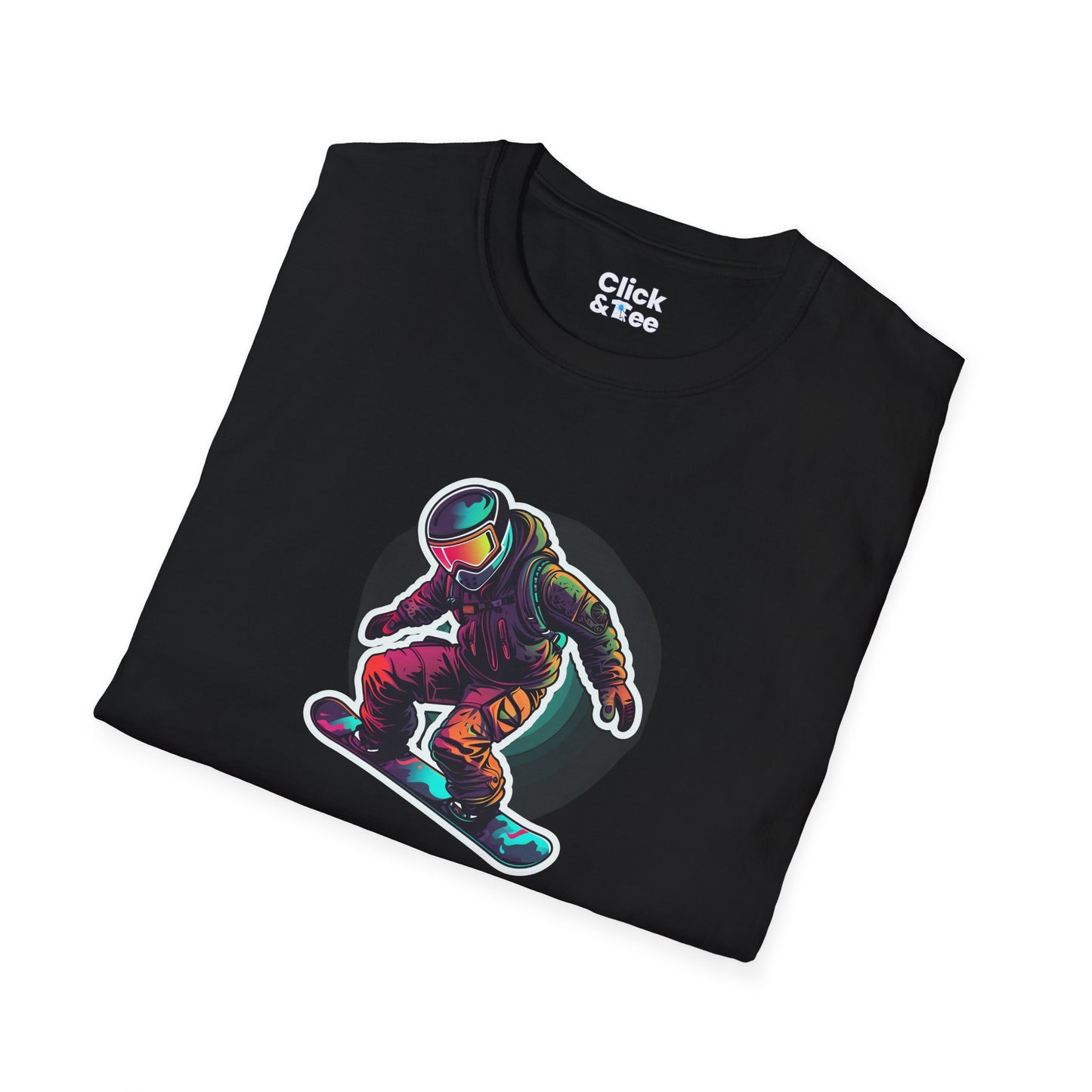 Retro T-Shirt - Aggressive Robot Snowboarder Flying through the air - Retro Style T-Shirt