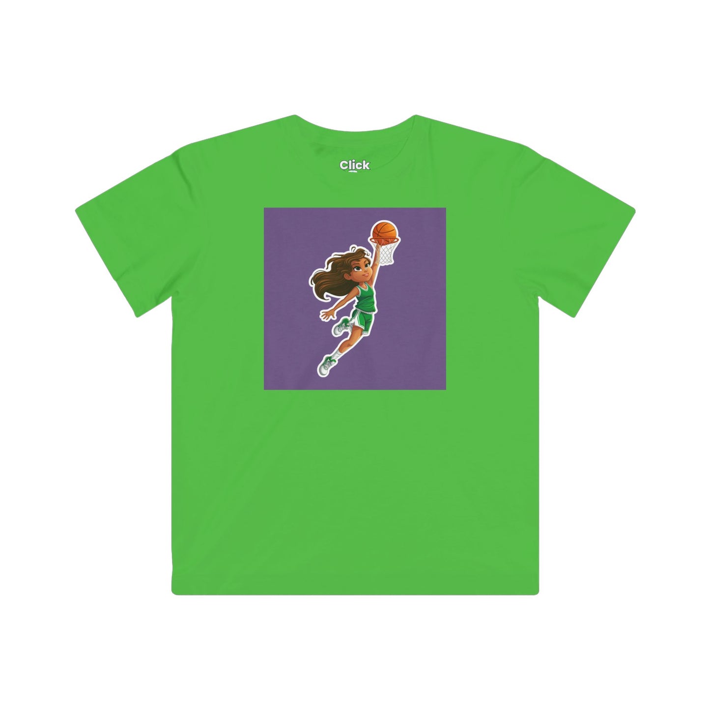 Kids Fantasy T-Shirt - Empowered Brown-haired young girl Playing basketball - Fantasy Style T-Shirt