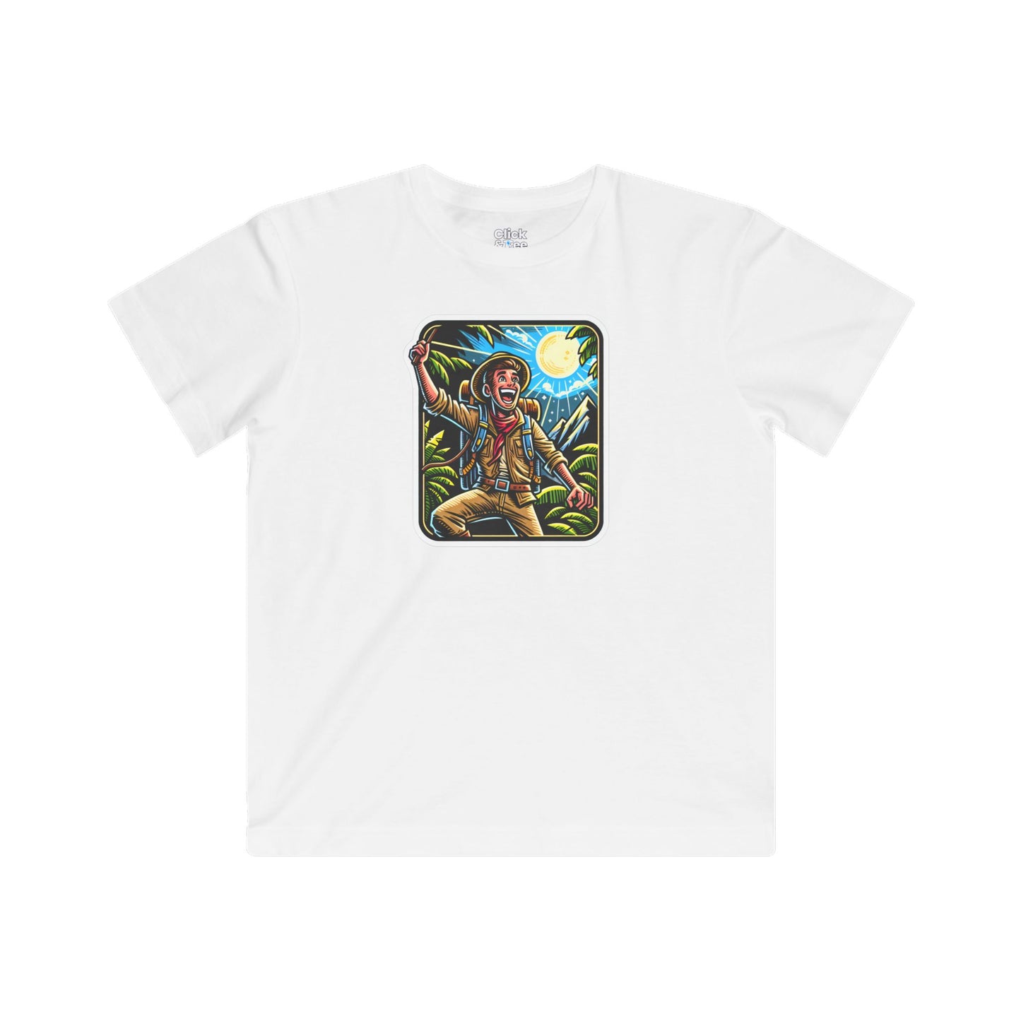 Kids Comic T-Shirt - Happy Adventurer Exploring the Unknown - Comic Style T-Shirt