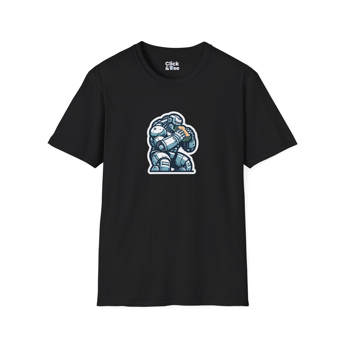 Digital Art T-Shirt - Hulking Robot Eating a sandwich - Digital Art Style T-Shirt