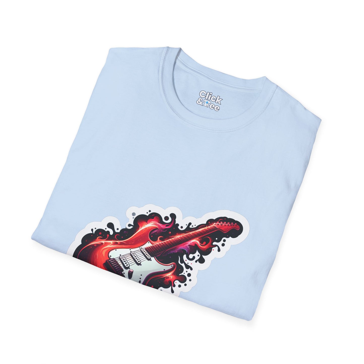 Color Splatter T-Shirt - Red Legendary Guitar Glowing - Color Splatter Style T-Shirt