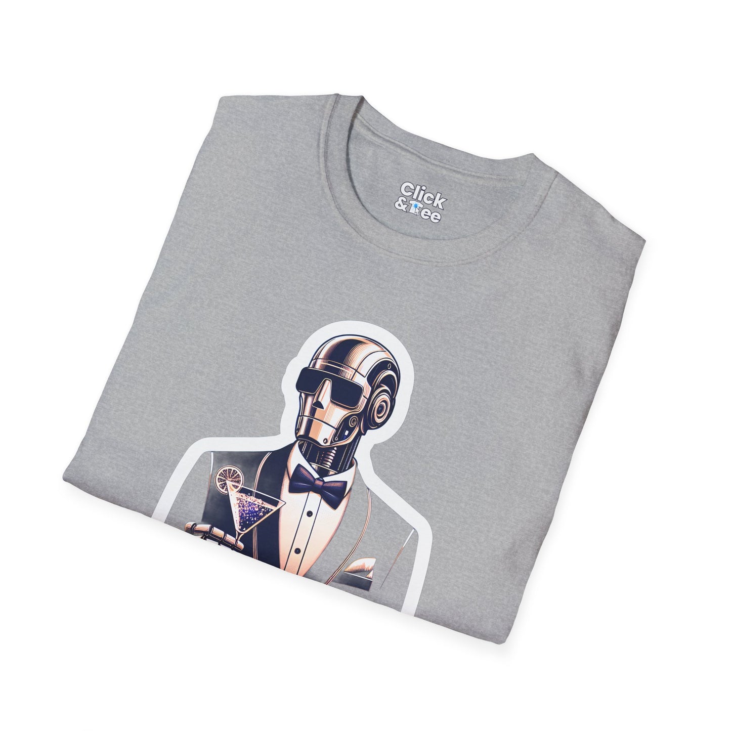 Retro T-Shirt - Classy Well Dressed Robot Bartender Serving a cocktail - Retro Style T-Shirt