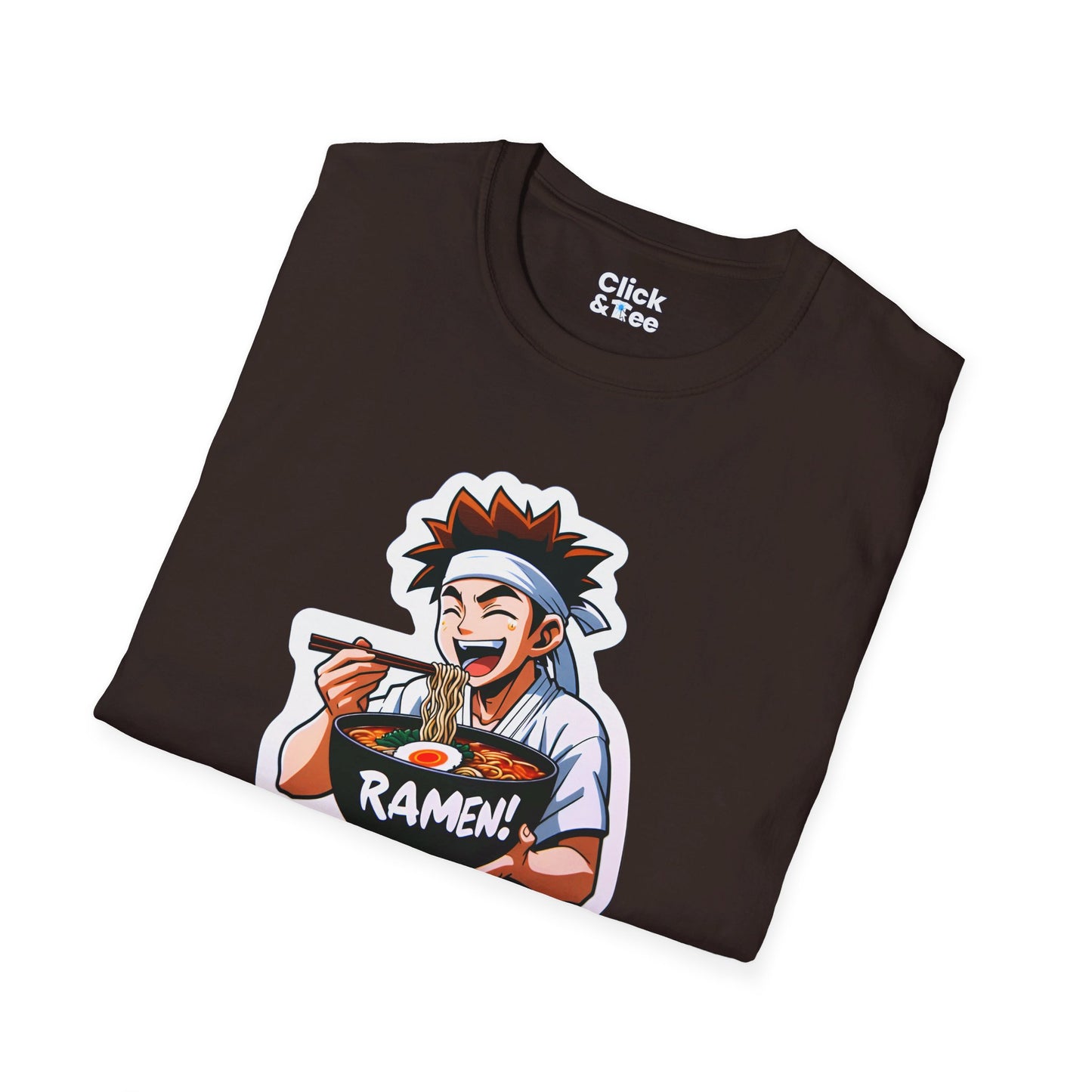 Harem Anime T-Shirt - Happy Kung-Fu Kid Eating a hot bowl of ramen - Harem Anime Style T-Shirt