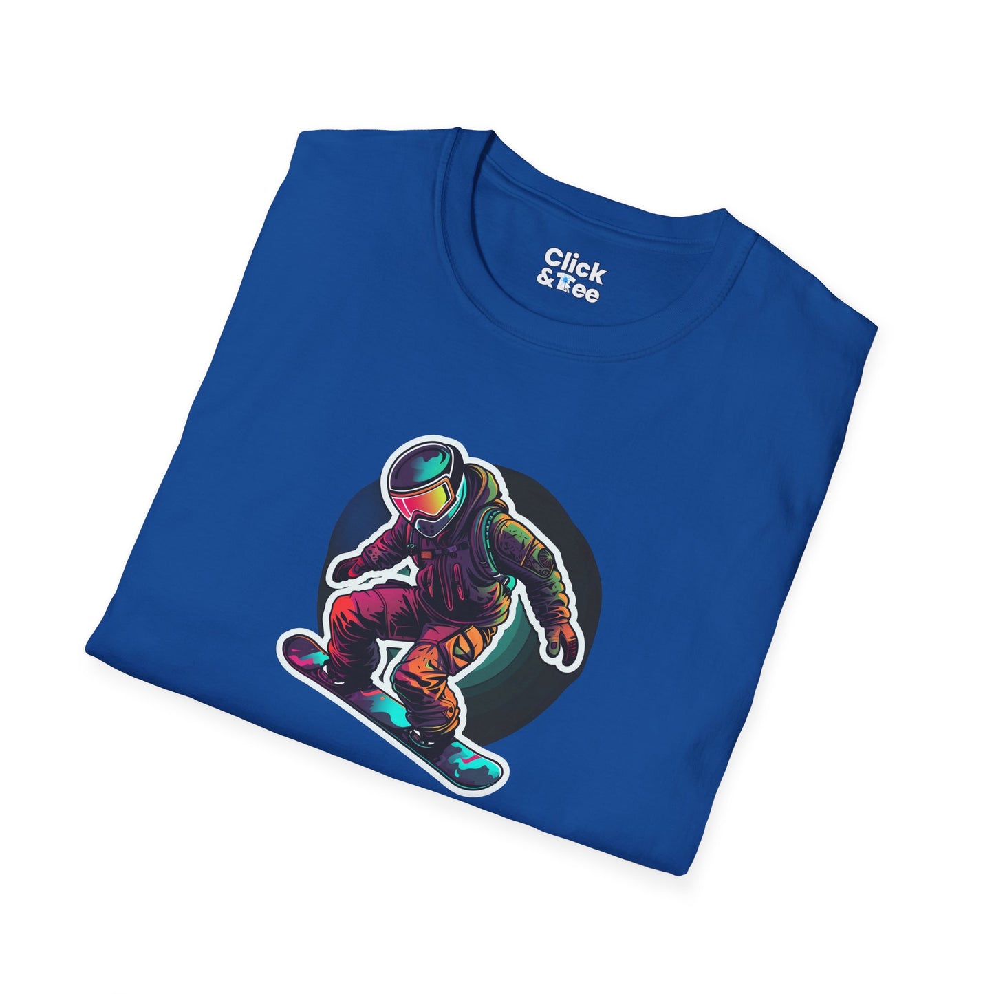 Retro T-Shirt - Aggressive Robot Snowboarder Flying through the air - Retro Style T-Shirt