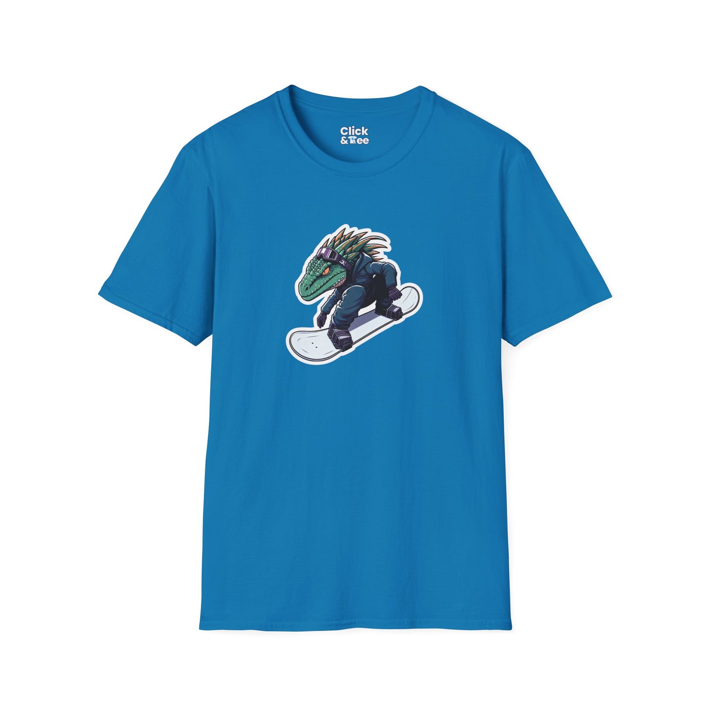 Unique T-Shirt - Heroic Lizard Snowboarder Flying through the air - Shonen Anime Style T-Shirt