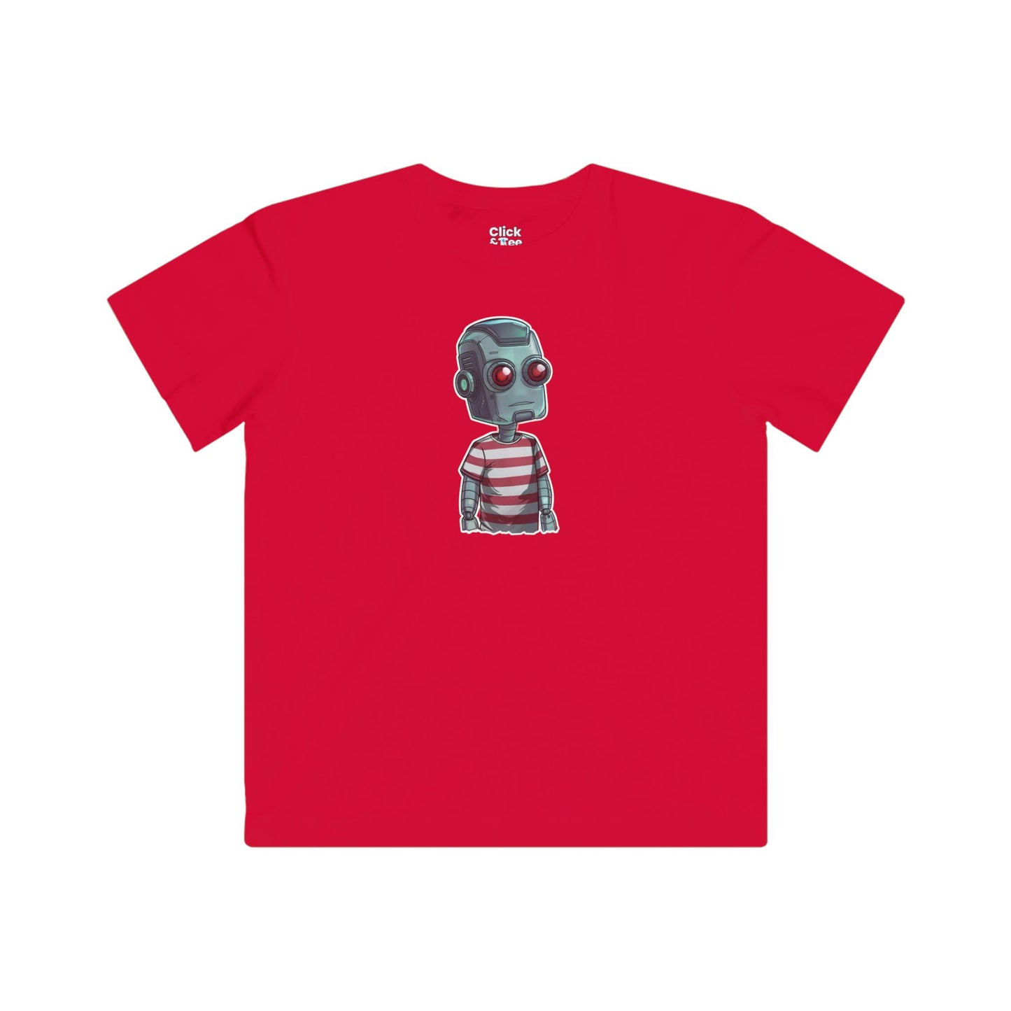 Kids Futuristic T-Shirt - Cool Robot Rebel Wearing a Trendy T-Shirt - Futuristic Style T-Shirt