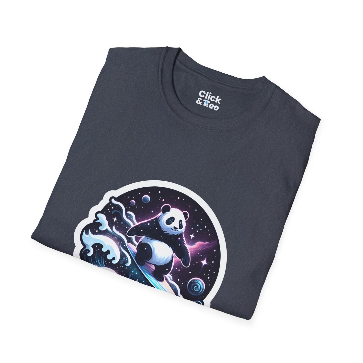 Digital Art T-Shirt - Magical Panda Surfing in space - Digital Art Style T-Shirt