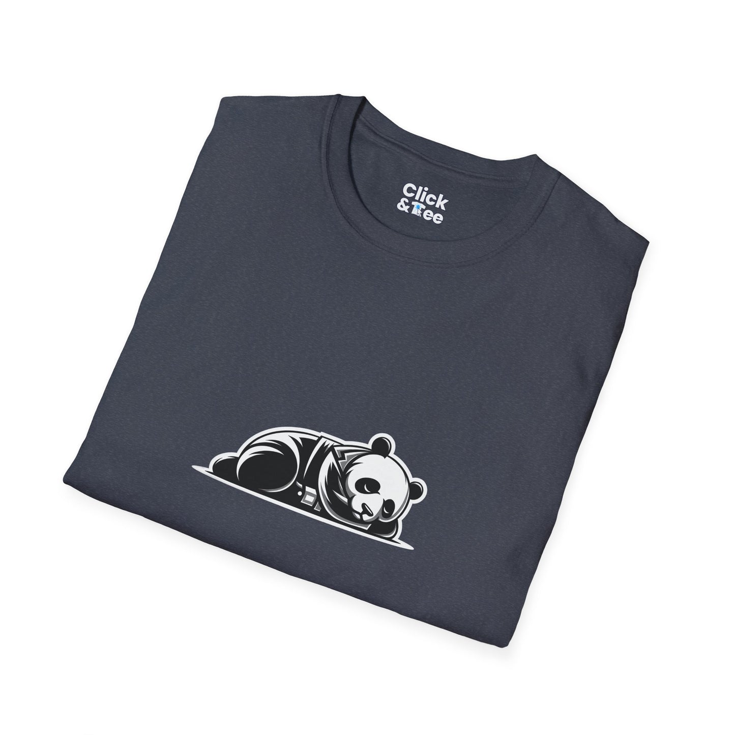 Unique T-Shirt - Sleepy Panda Eating rainbow ice cream - Vector Style T-Shirt