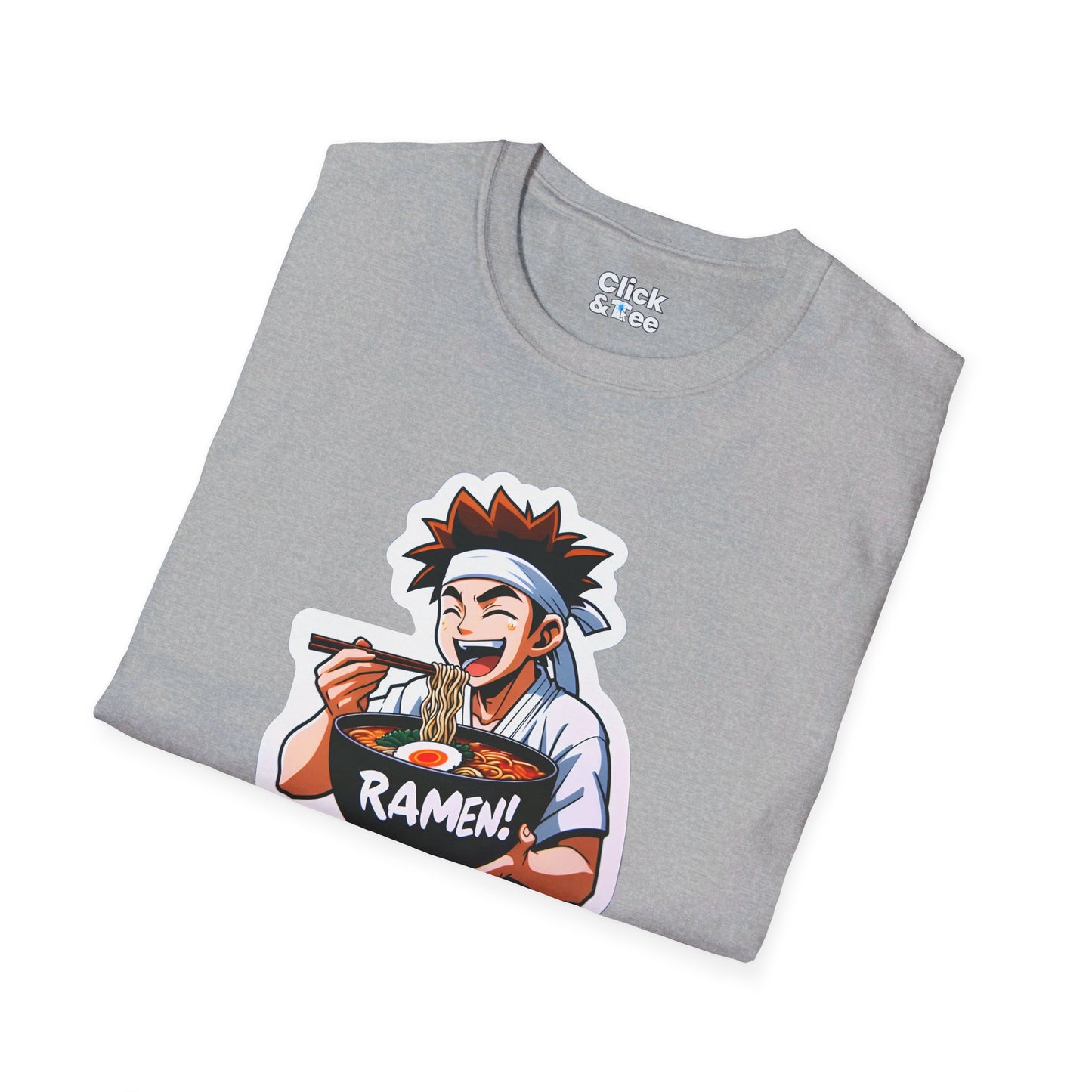 Harem Anime T-Shirt - Happy Kung-Fu Kid Eating a hot bowl of ramen - Harem Anime Style T-Shirt