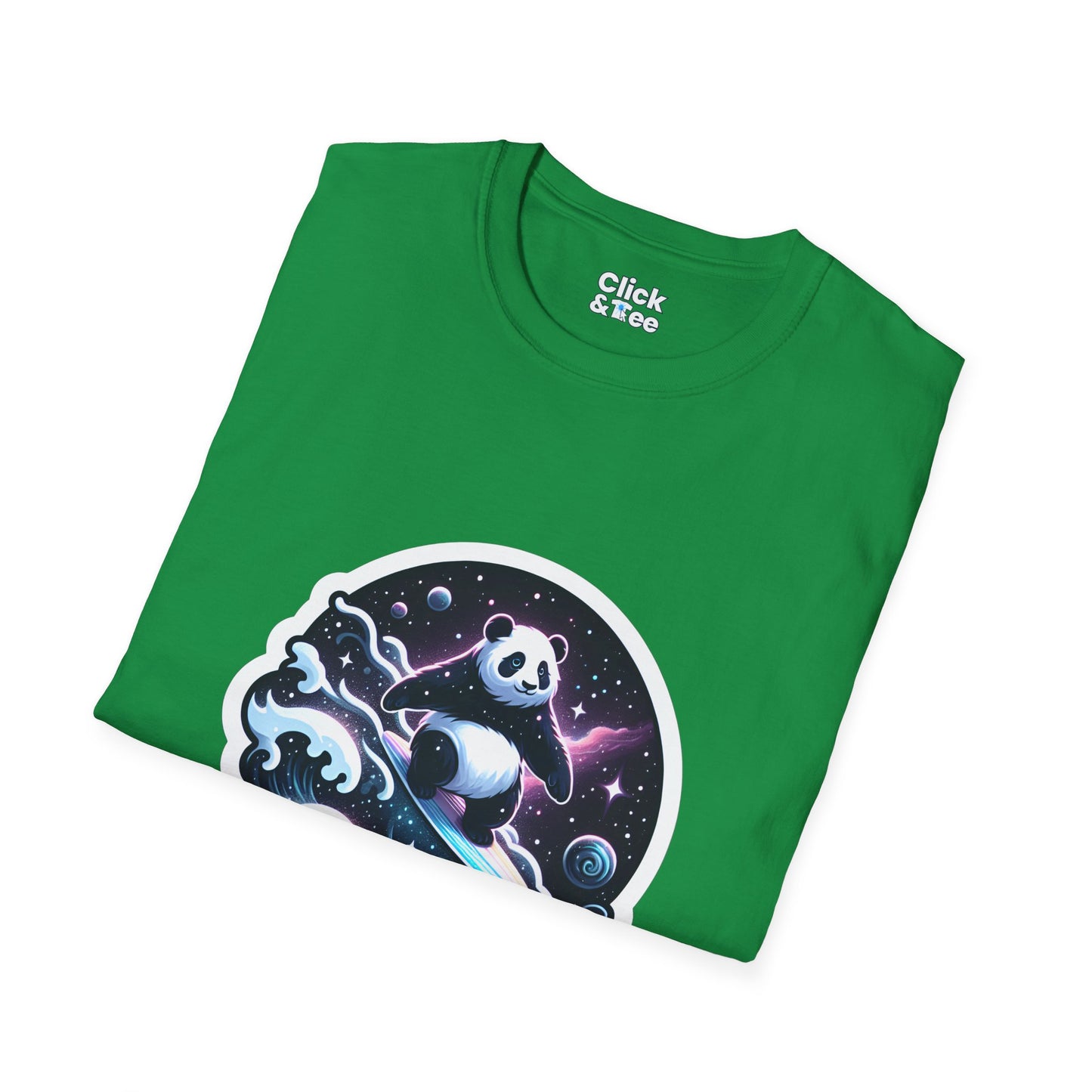 Digital Art T-Shirt - Magical Panda Surfing in space - Digital Art Style T-Shirt