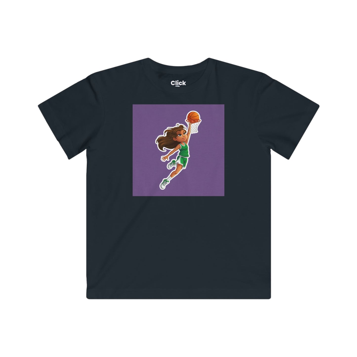Kids Fantasy T-Shirt - Empowered Brown-haired young girl Playing basketball - Fantasy Style T-Shirt