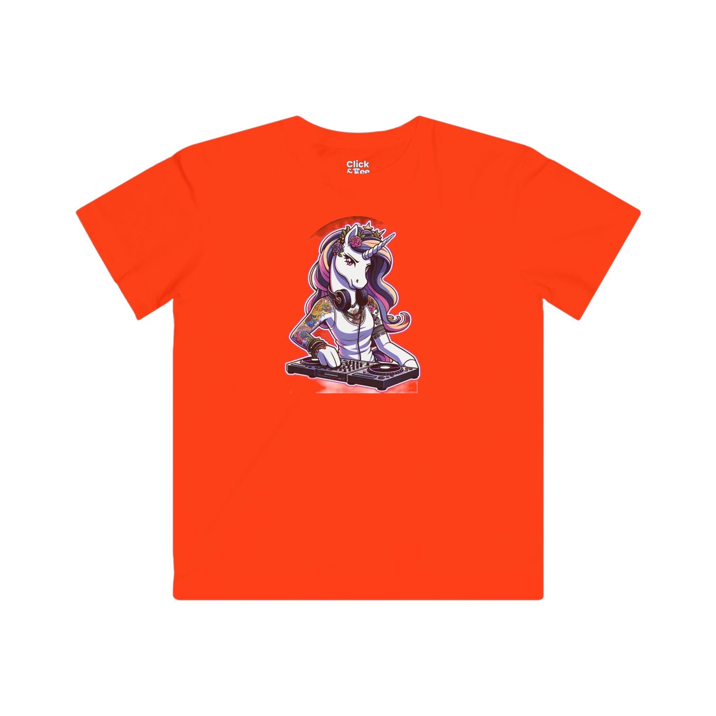 Kids Harem Anime T-Shirt - Tattooed Unicorn DJing - Harem Anime Style T-Shirt
