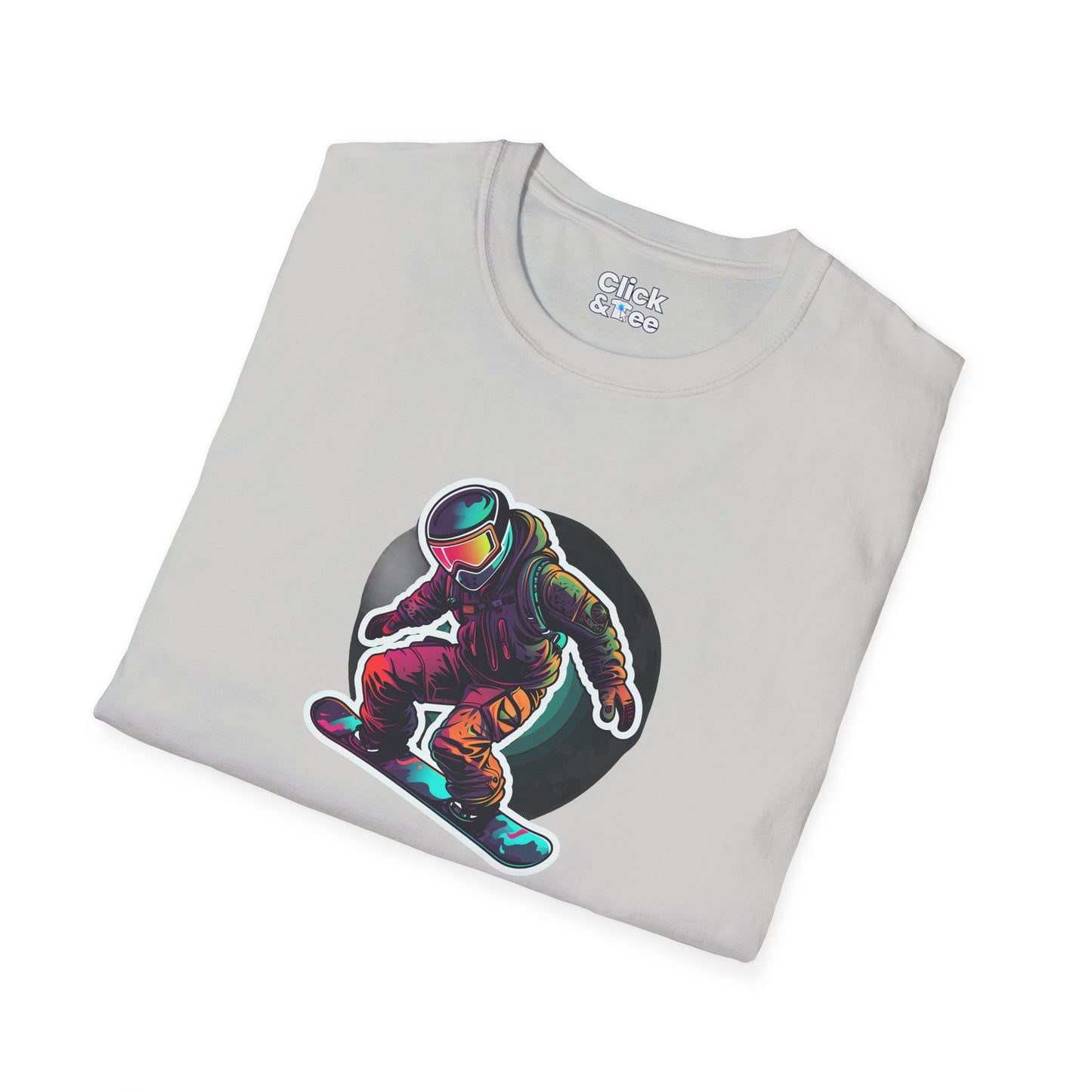 Retro T-Shirt - Aggressive Robot Snowboarder Flying through the air - Retro Style T-Shirt