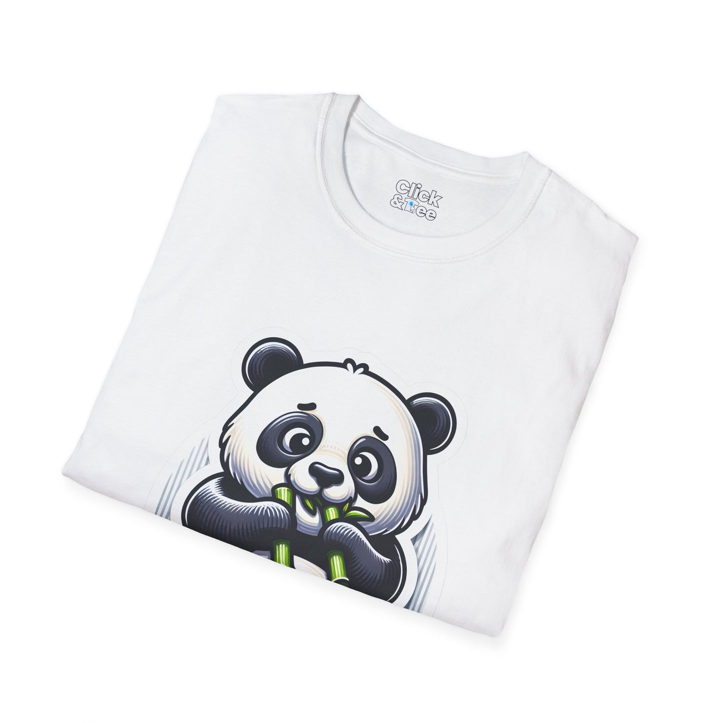 Realistic T-Shirt - Hungry Panda Eating Bamboo - Realistic Style T-Shirt