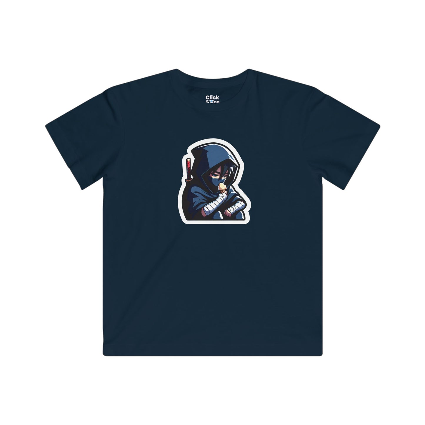 Kids Harem Anime T-Shirt - Lonely Ninja Warrior Eating Ice Cream - Harem Anime Style T-Shirt