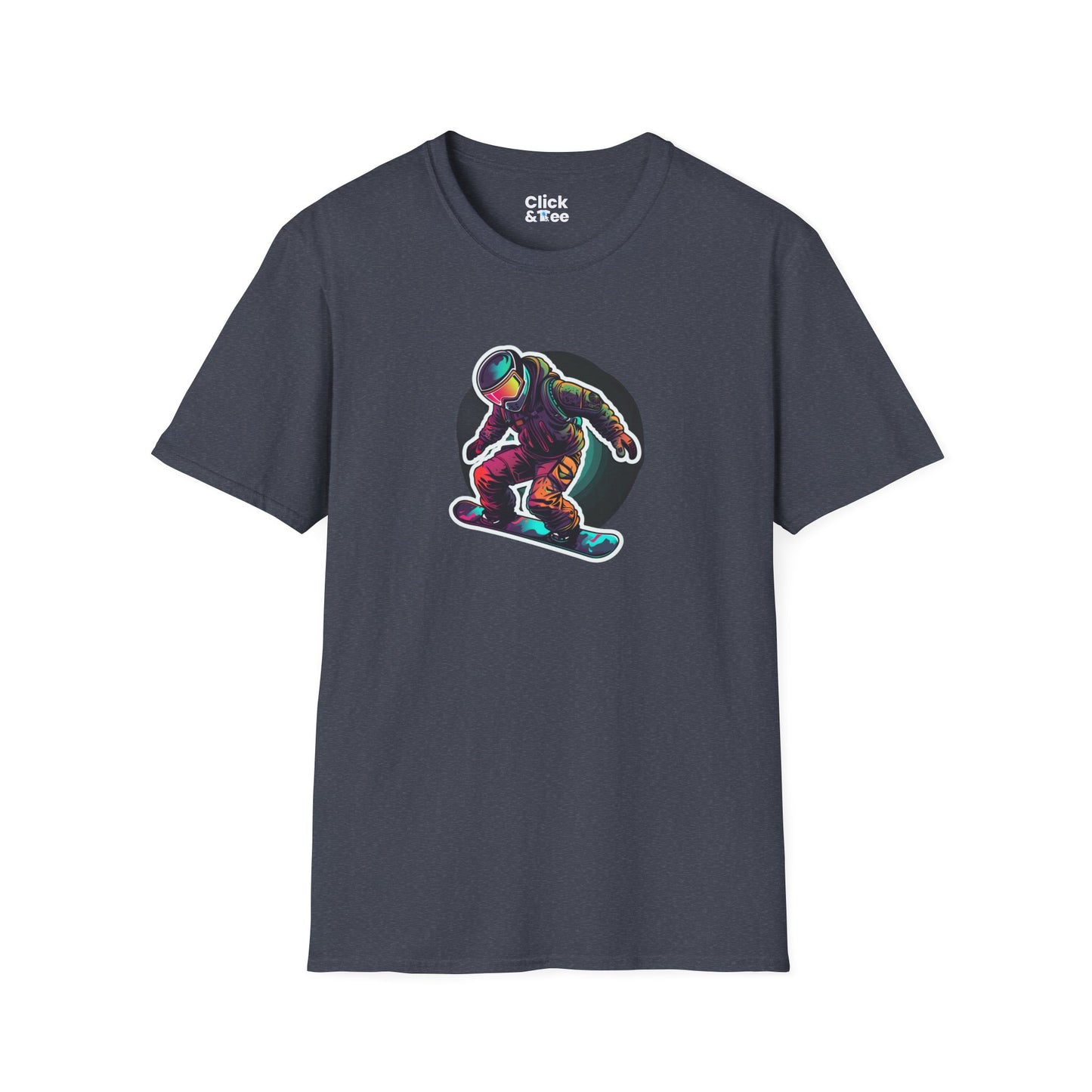 Retro T-Shirt - Aggressive Robot Snowboarder Flying through the air - Retro Style T-Shirt
