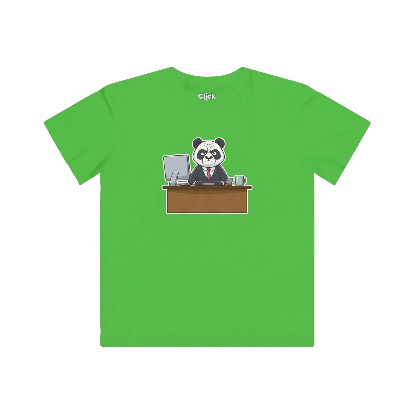 Kids Cartoon T-Shirt - Disgruntled Panda in a Suit Working a boring office job - Cartoon Style T-Shirt