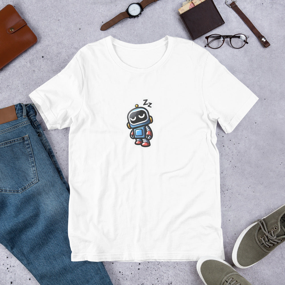 Unique T-Shirt - Sleepy Robot Carrying a human - Cartoon Style T-Shirt