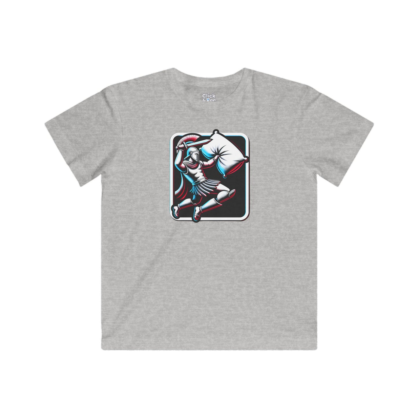 Kids 3D T-Shirt - Battle-ready Gladiator In a Pillow Fight - 3D Style T-Shirt