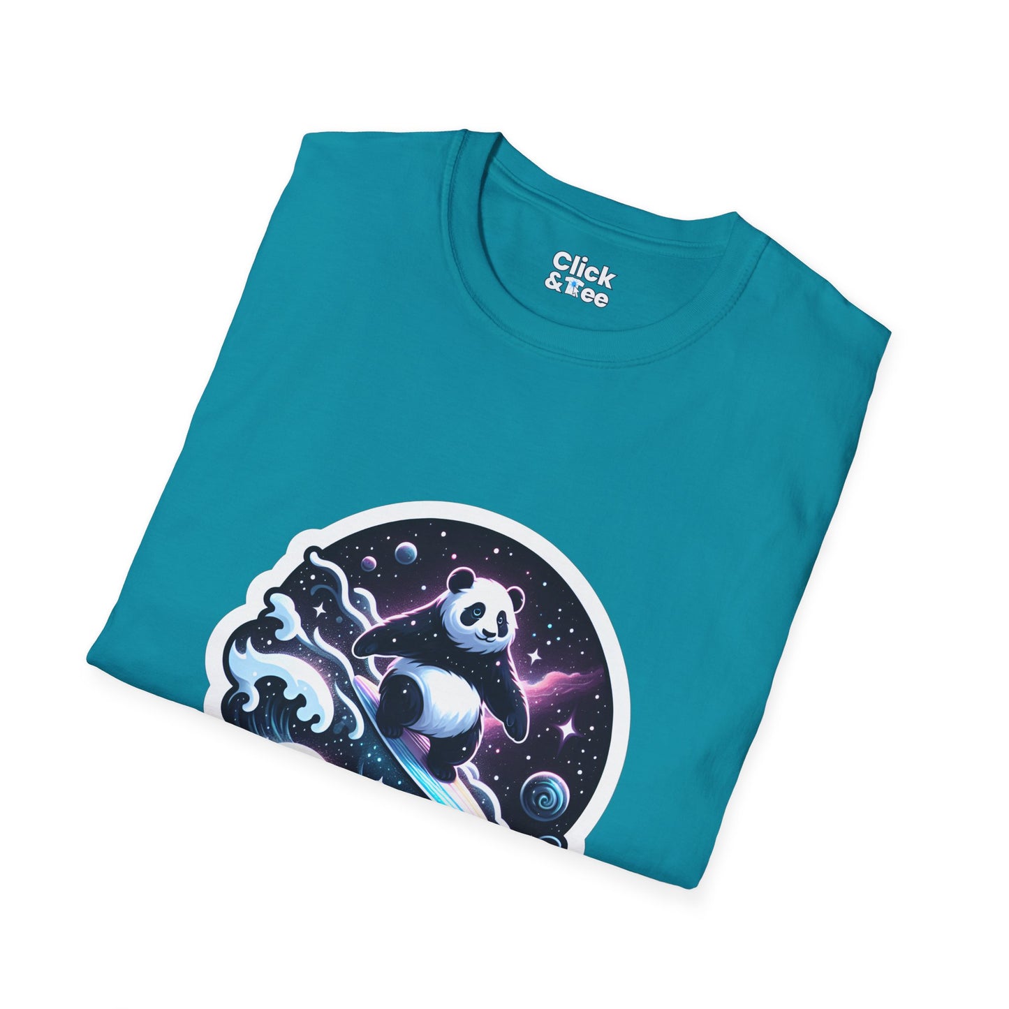 Digital Art T-Shirt - Magical Panda Surfing in space - Digital Art Style T-Shirt