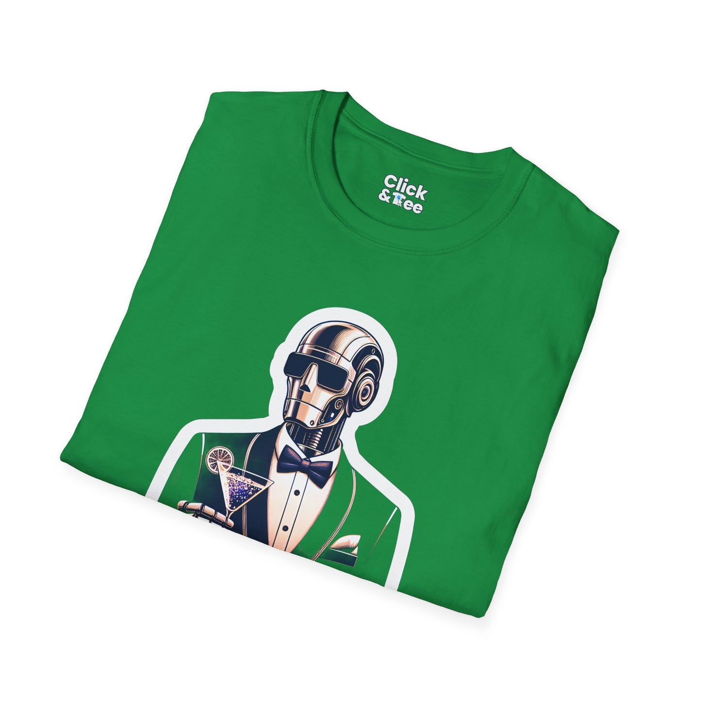 Retro T-Shirt - Classy Well Dressed Robot Bartender Serving a cocktail - Retro Style T-Shirt