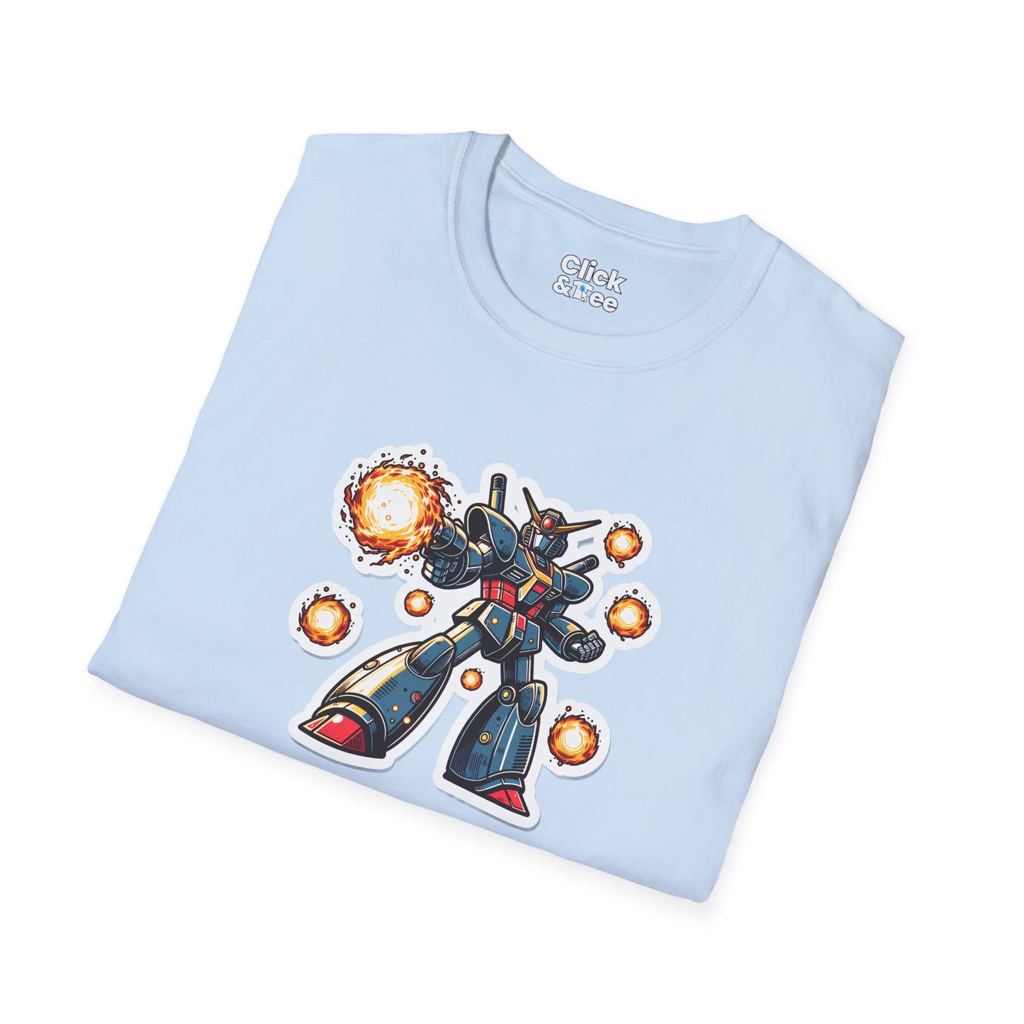 Shonen Anime T-Shirt - Magical Robot Shooting fireballs - Shonen Anime Style T-Shirt