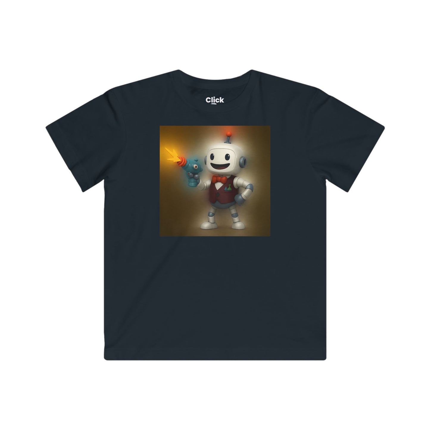 Kids 3D T-Shirt - Smiling Robot Bartender Shooting a Ray Gun - 3D Style T-Shirt