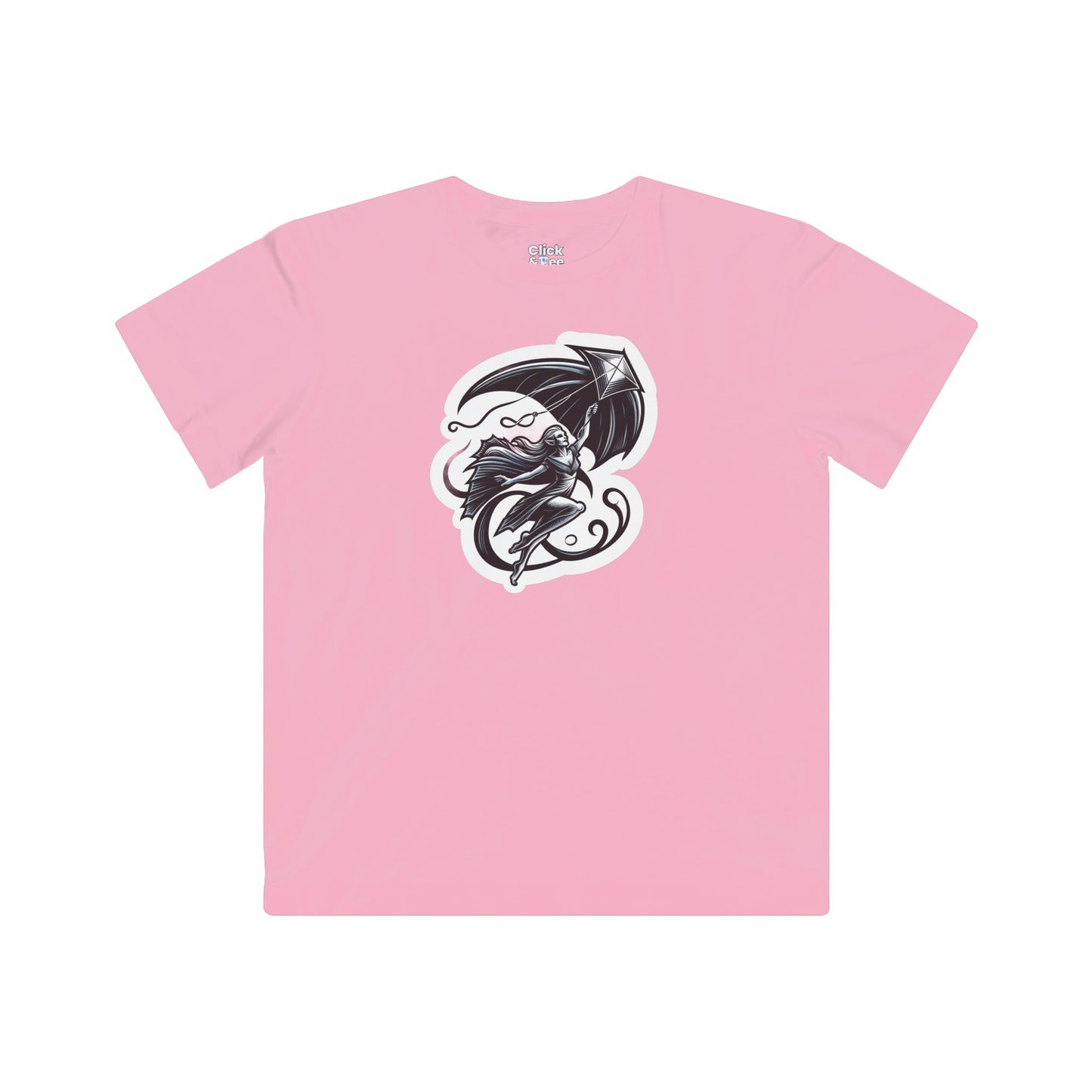 Kids Modern T-Shirt - Graceful Vampire Flying a Kite - Modern Style T-Shirt
