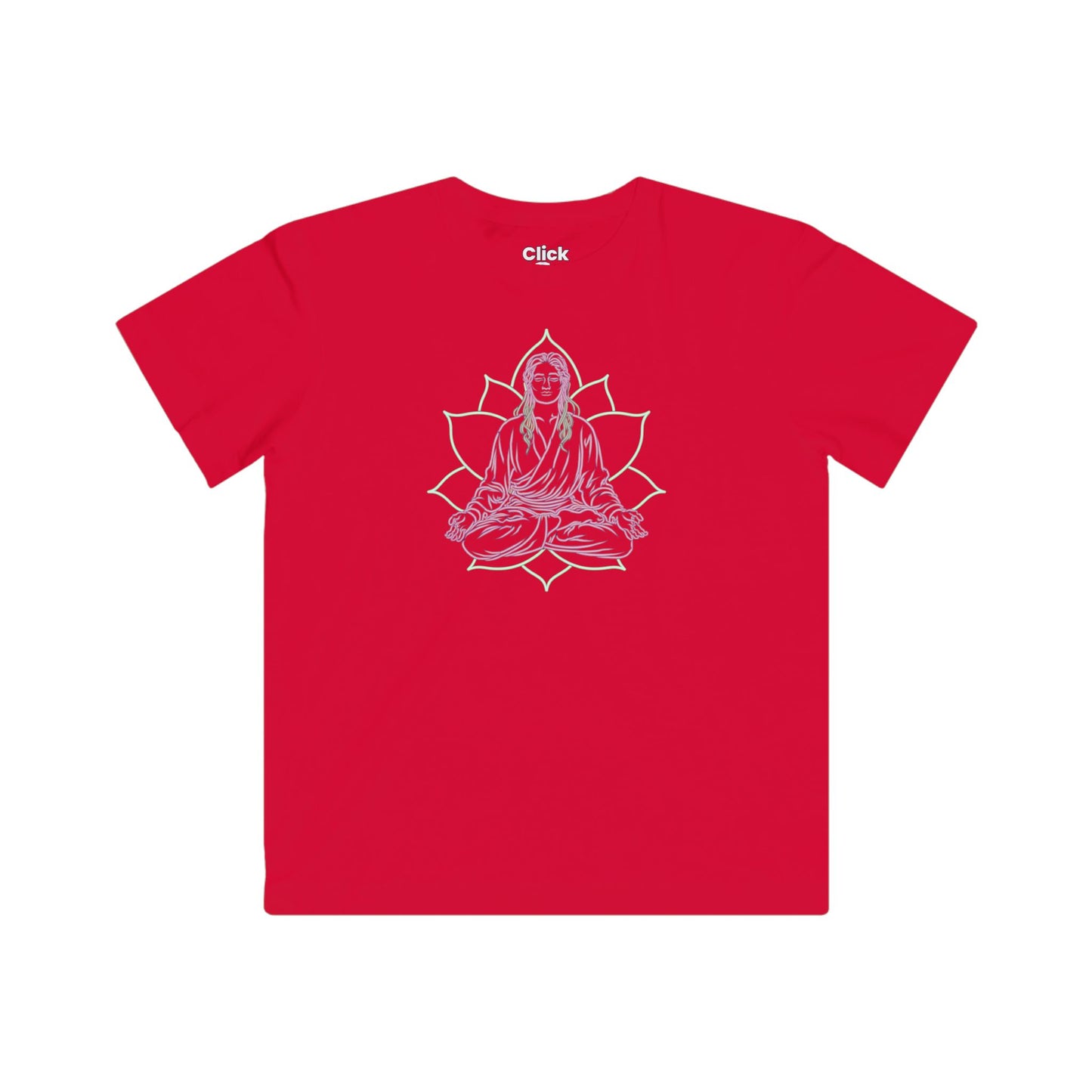 Kids 80s Neon T-Shirt - Enlightened Mystic Meditating - 80s Neon Style T-Shirt