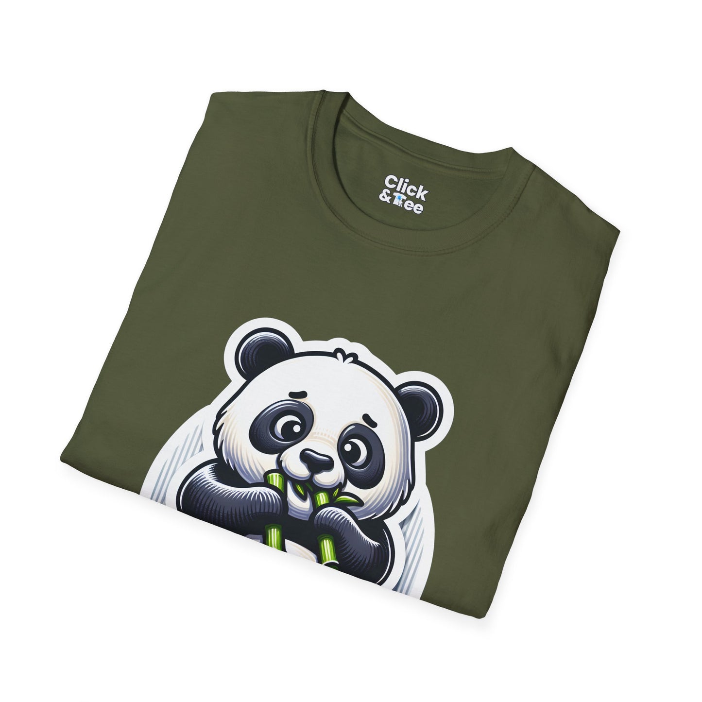 Realistic T-Shirt - Hungry Panda Eating Bamboo - Realistic Style T-Shirt