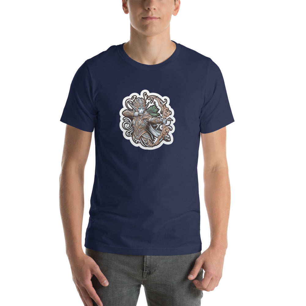 Fantasy T-Shirt - Fantastical Elf Shooting a bow and arrow - Fantasy Style T-Shirt