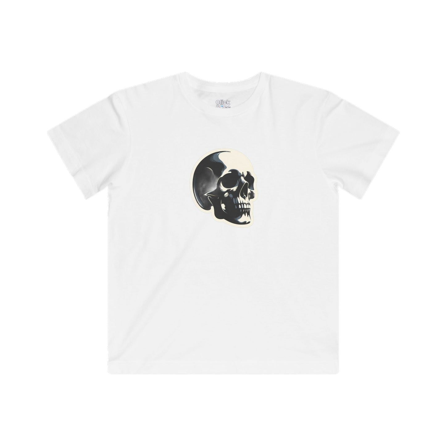 Kids Graphic Art T-Shirt - Mysterious Skull Skull with shadows, viewed from three quarters - Graphic Art Style T-Shirt
