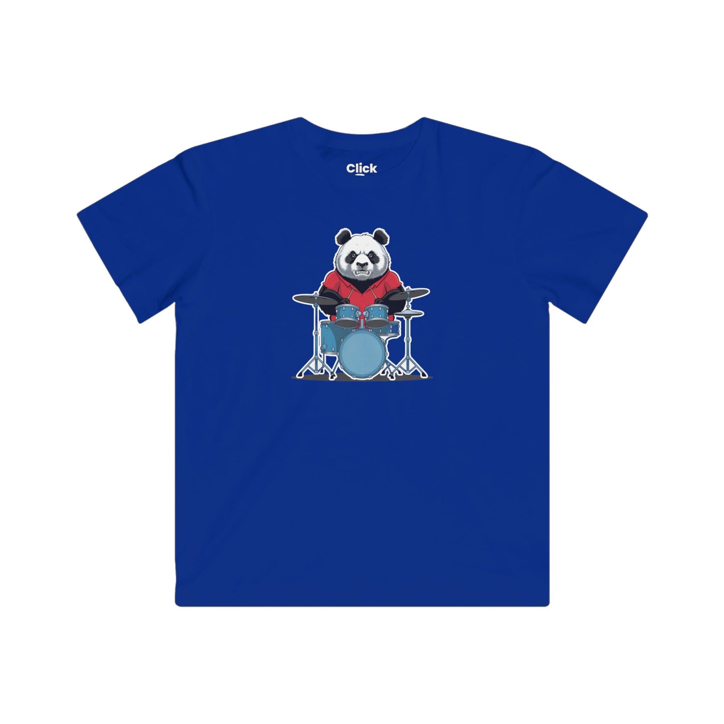 Kids Graphic Art T-Shirt - Angry Panda Playing a drum set - Graphic Art Style T-Shirt