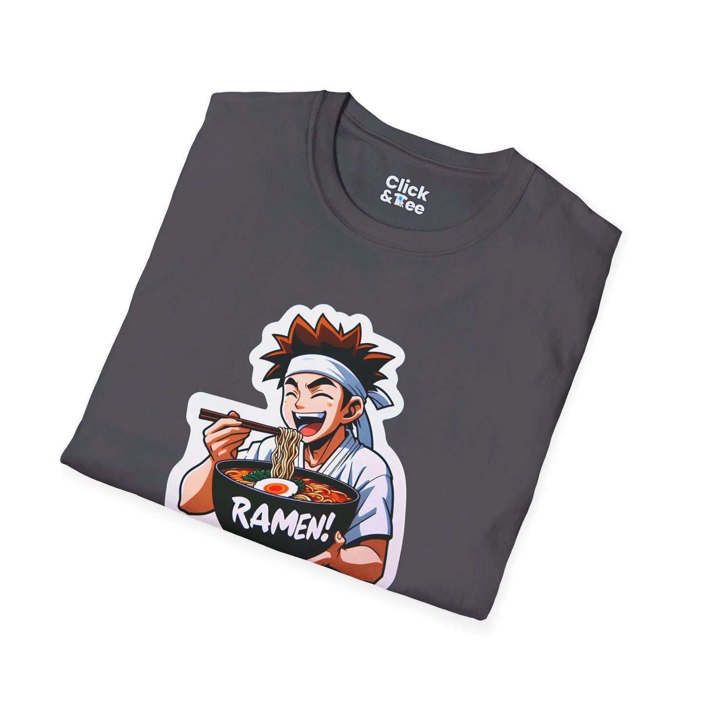 Harem Anime T-Shirt - Happy Kung-Fu Kid Eating a hot bowl of ramen - Harem Anime Style T-Shirt