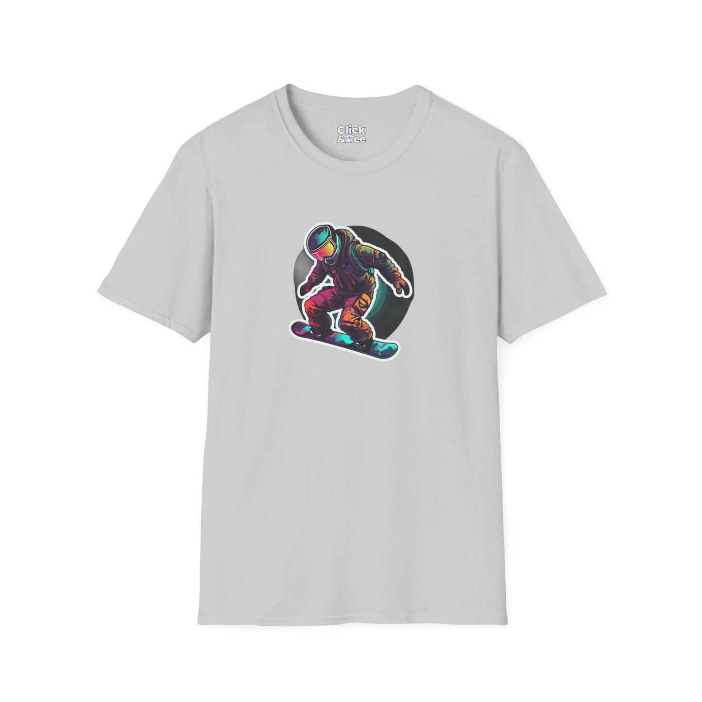 Retro T-Shirt - Aggressive Robot Snowboarder Flying through the air - Retro Style T-Shirt