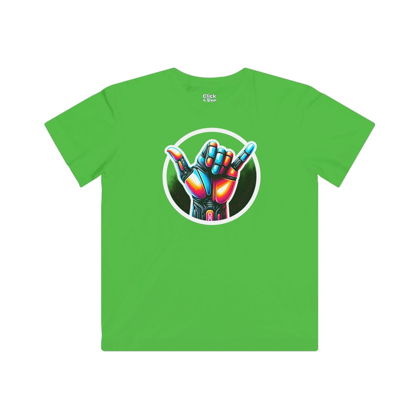 Kids Futuristic T-Shirt - Vivid Hand Making the Aloha Sign - Futuristic Style T-Shirt