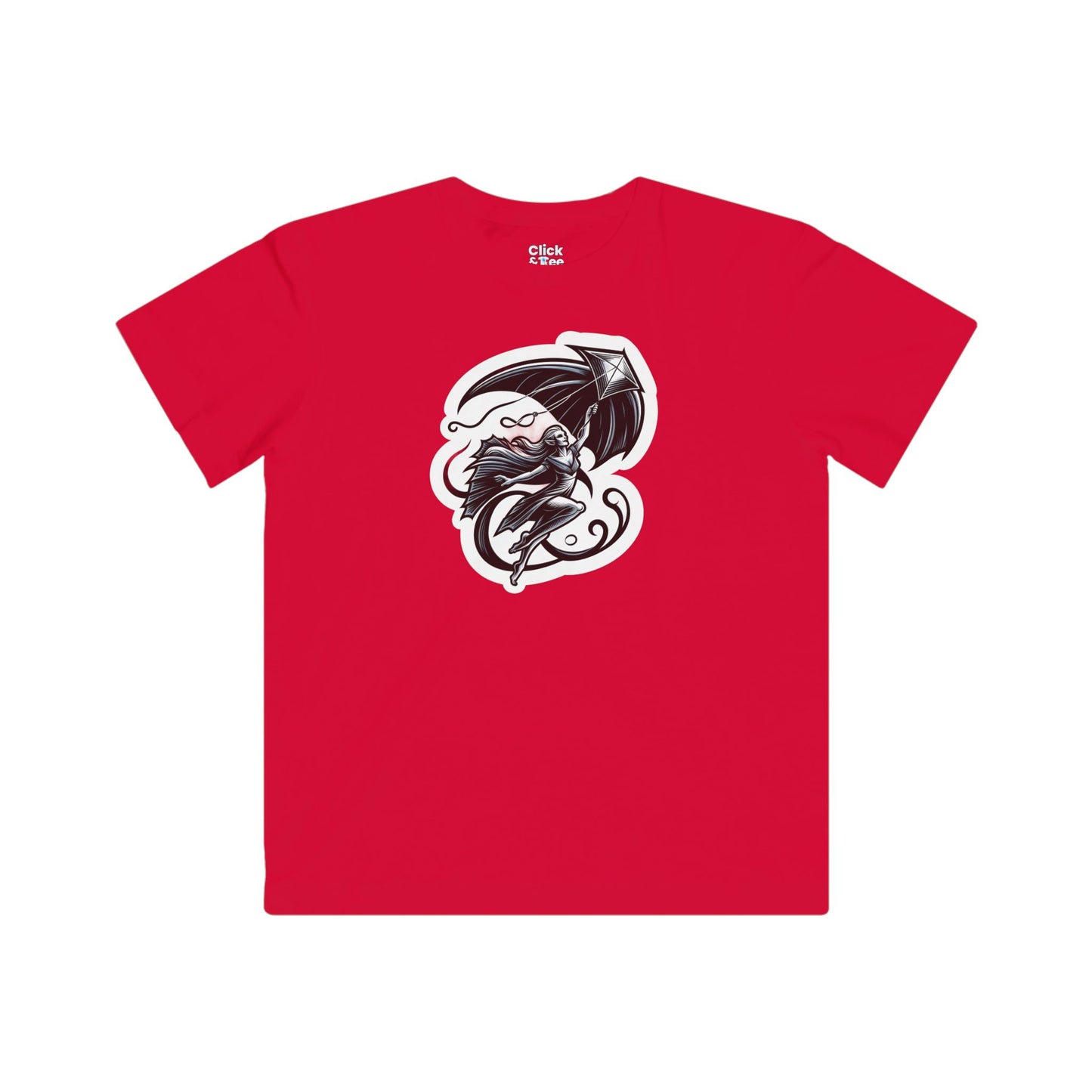 Kids Modern T-Shirt - Graceful Vampire Flying a Kite - Modern Style T-Shirt
