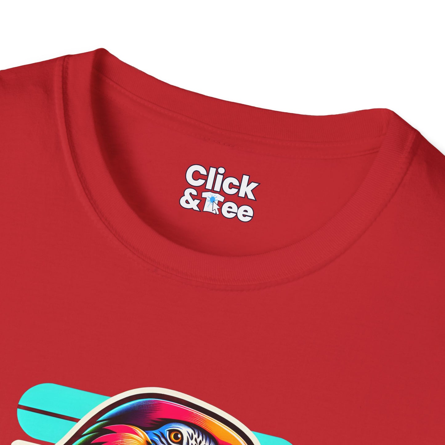 80s Neon T-Shirt - Tropical Parrot Eating rainbow ice cream - 80s Neon Style T-Shirt
