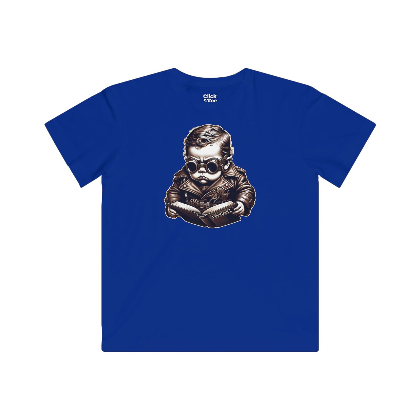 Kids Steampunk T-Shirt - Brooding Intense Toddler Reading Foucault - Steampunk Style T-Shirt