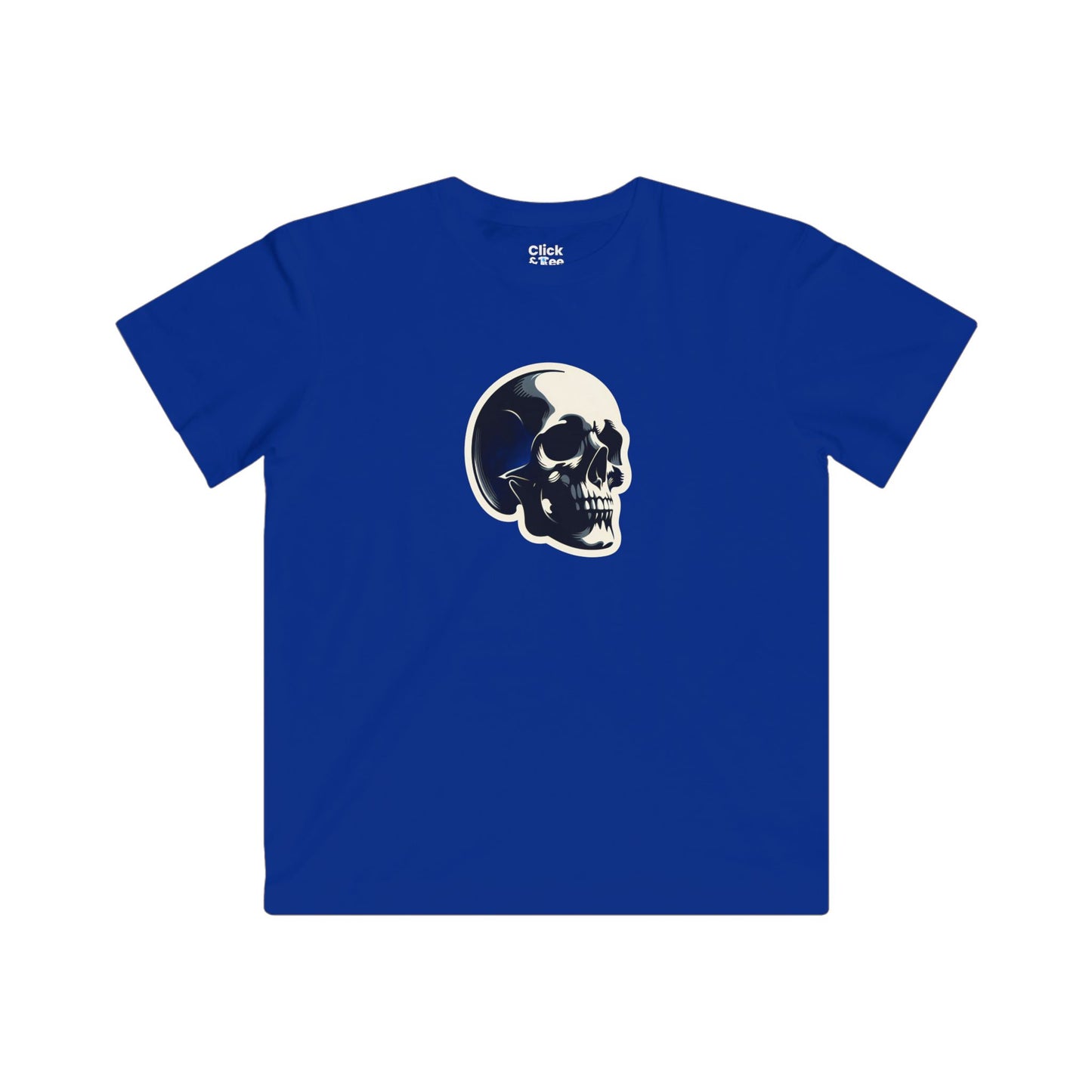 Kids Graphic Art T-Shirt - Mysterious Skull Skull with shadows, viewed from three quarters - Graphic Art Style T-Shirt