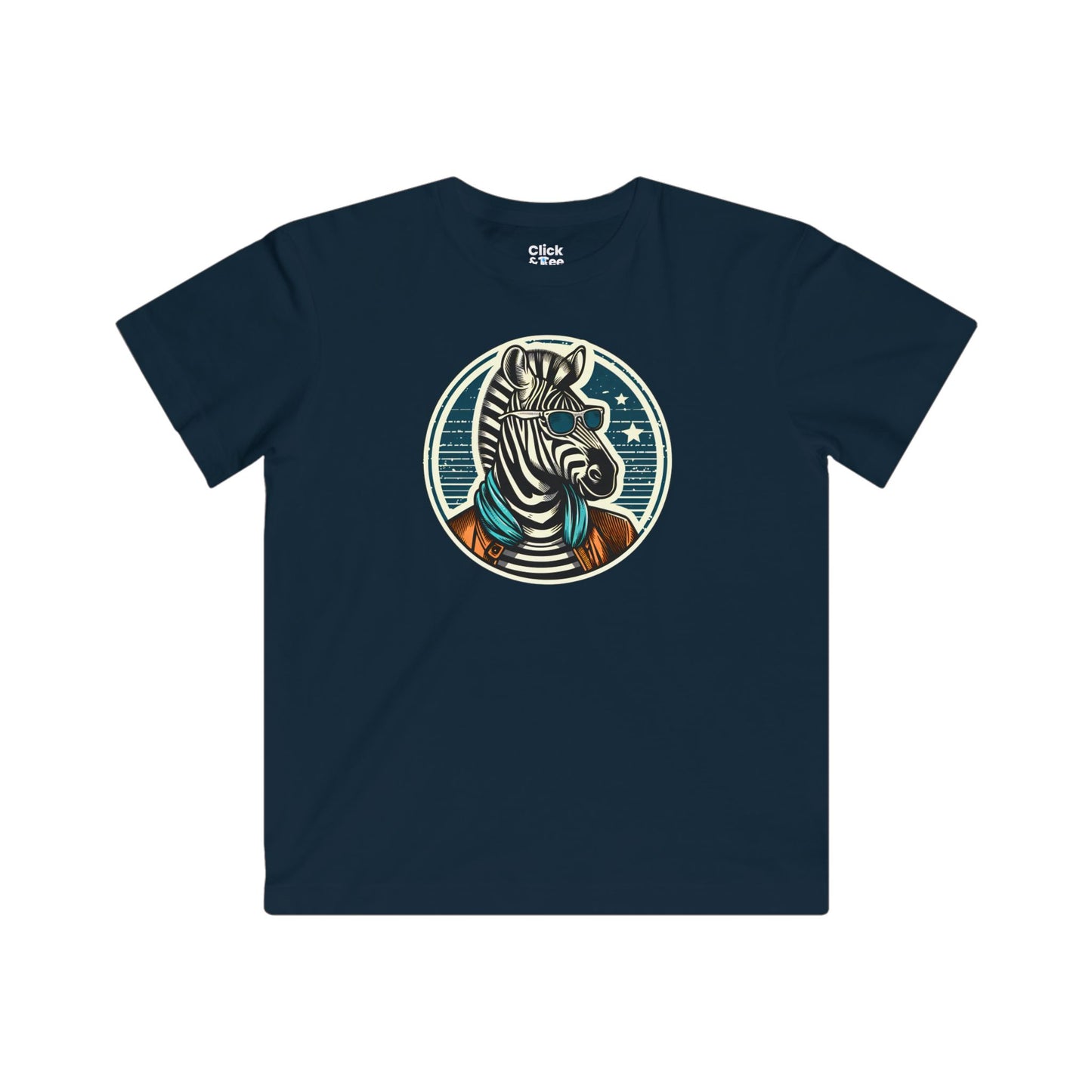 Kids Vintage T-Shirt - Fancy Zebra Wearing a Trendy T-Shirt - Vintage Style T-Shirt